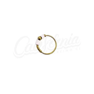 Argolla piercing mostacilla blanca oro 10mm