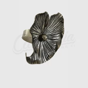 Anillo hoja grande adaptable plata