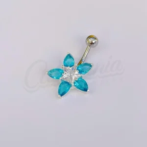 Piercing ombligo banana de acero quirúrgico turquesa